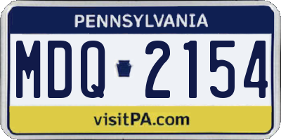 PA license plate MDQ2154