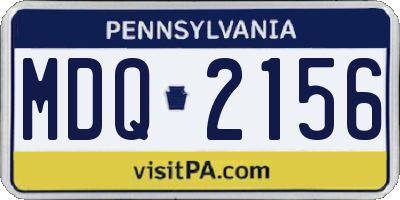 PA license plate MDQ2156