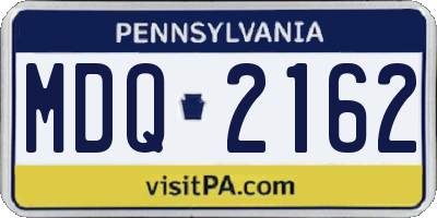 PA license plate MDQ2162