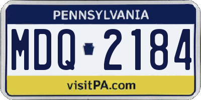 PA license plate MDQ2184