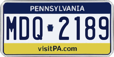 PA license plate MDQ2189