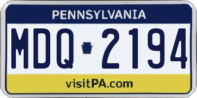 PA license plate MDQ2194