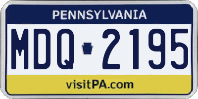 PA license plate MDQ2195