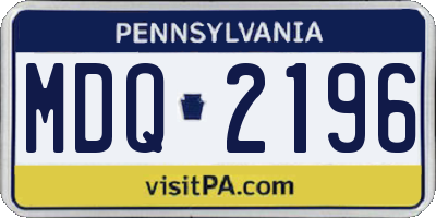 PA license plate MDQ2196