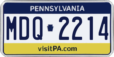 PA license plate MDQ2214