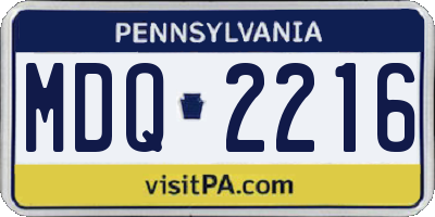 PA license plate MDQ2216
