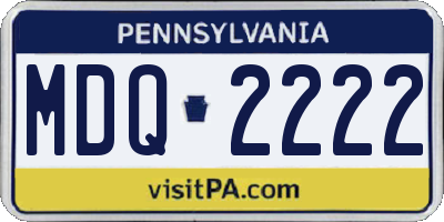PA license plate MDQ2222