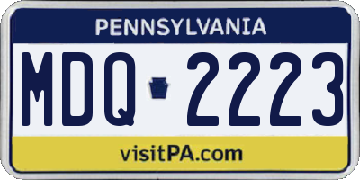 PA license plate MDQ2223