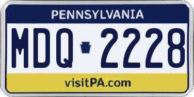 PA license plate MDQ2228