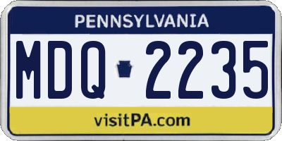 PA license plate MDQ2235