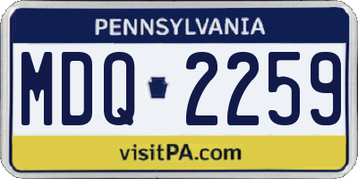 PA license plate MDQ2259