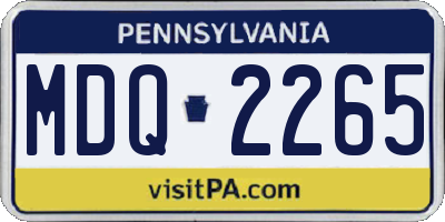 PA license plate MDQ2265
