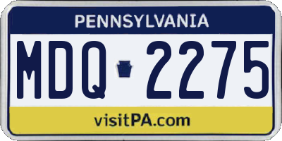 PA license plate MDQ2275