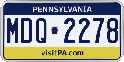 PA license plate MDQ2278