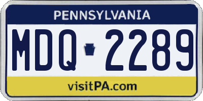 PA license plate MDQ2289