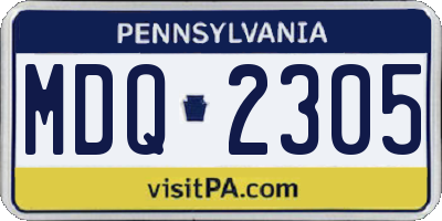 PA license plate MDQ2305