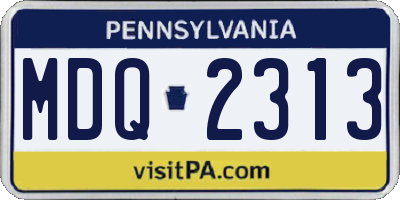 PA license plate MDQ2313