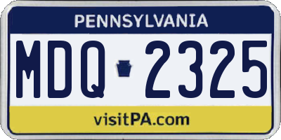 PA license plate MDQ2325