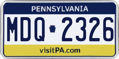 PA license plate MDQ2326