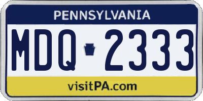 PA license plate MDQ2333