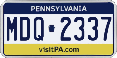 PA license plate MDQ2337