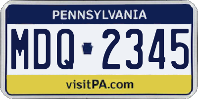 PA license plate MDQ2345
