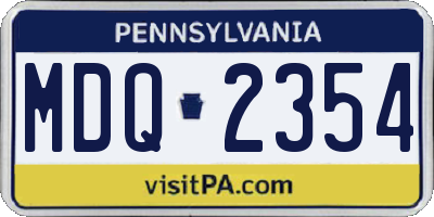PA license plate MDQ2354