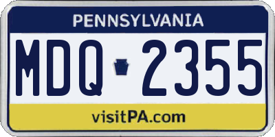 PA license plate MDQ2355