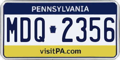 PA license plate MDQ2356