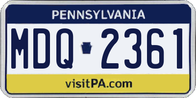 PA license plate MDQ2361