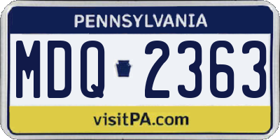 PA license plate MDQ2363