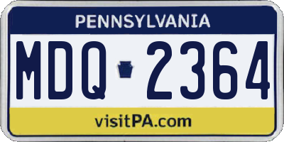 PA license plate MDQ2364