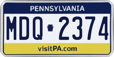 PA license plate MDQ2374