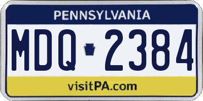 PA license plate MDQ2384