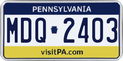 PA license plate MDQ2403