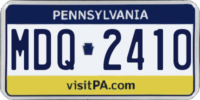 PA license plate MDQ2410