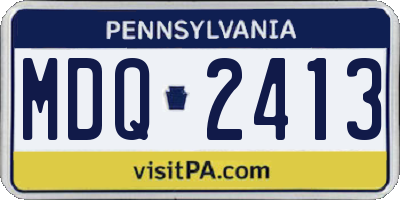 PA license plate MDQ2413