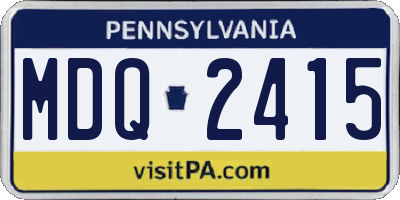 PA license plate MDQ2415