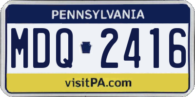PA license plate MDQ2416