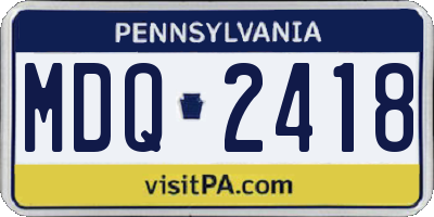 PA license plate MDQ2418