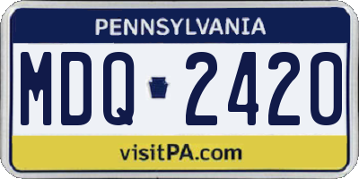 PA license plate MDQ2420