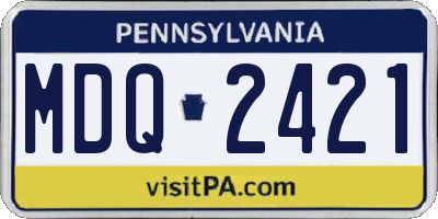 PA license plate MDQ2421