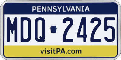 PA license plate MDQ2425