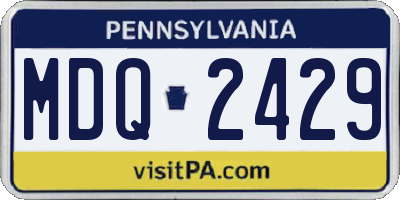 PA license plate MDQ2429