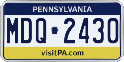 PA license plate MDQ2430