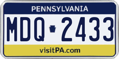PA license plate MDQ2433