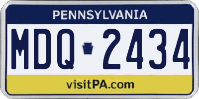 PA license plate MDQ2434