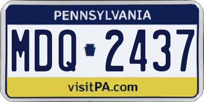 PA license plate MDQ2437