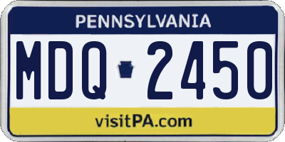 PA license plate MDQ2450