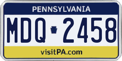 PA license plate MDQ2458